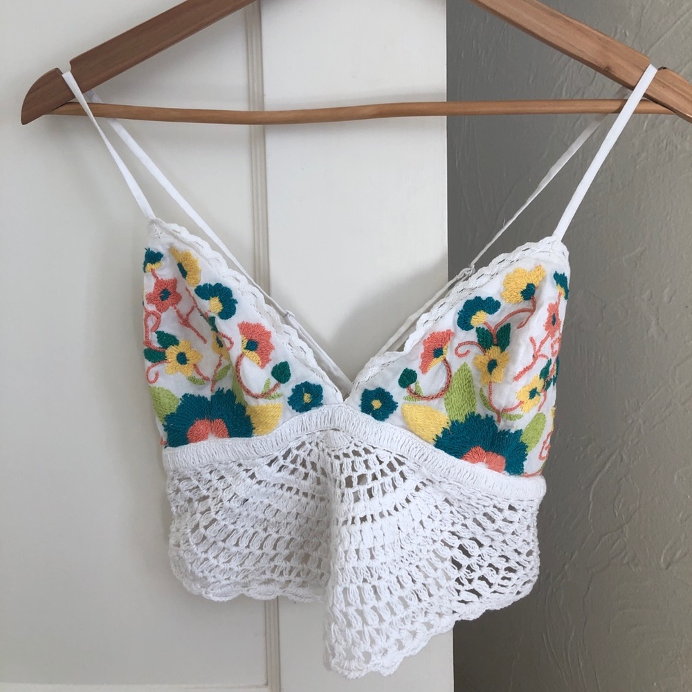 Free People crochet floral bralette crop too